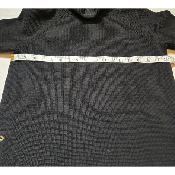 Michael Kors Womens Large Black Long Sleeve Turtleneck Sweater Gold Buttons Long - Picture 6 of 9